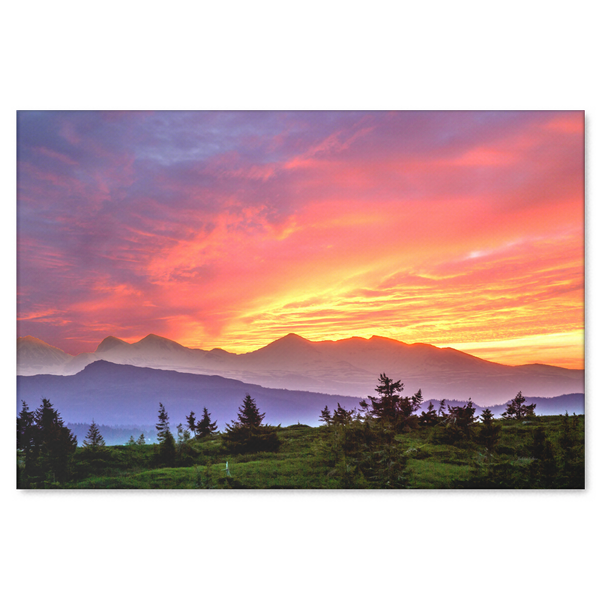 Mountain Sunset Canvas Art - Striking Colorful Fine Art in 4 Sizes